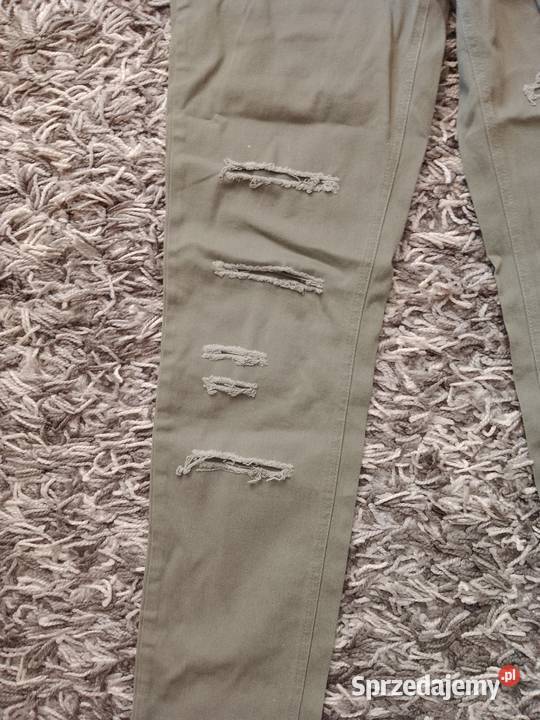 Spodnie z przetarciami dziurami khaki Chrzanów