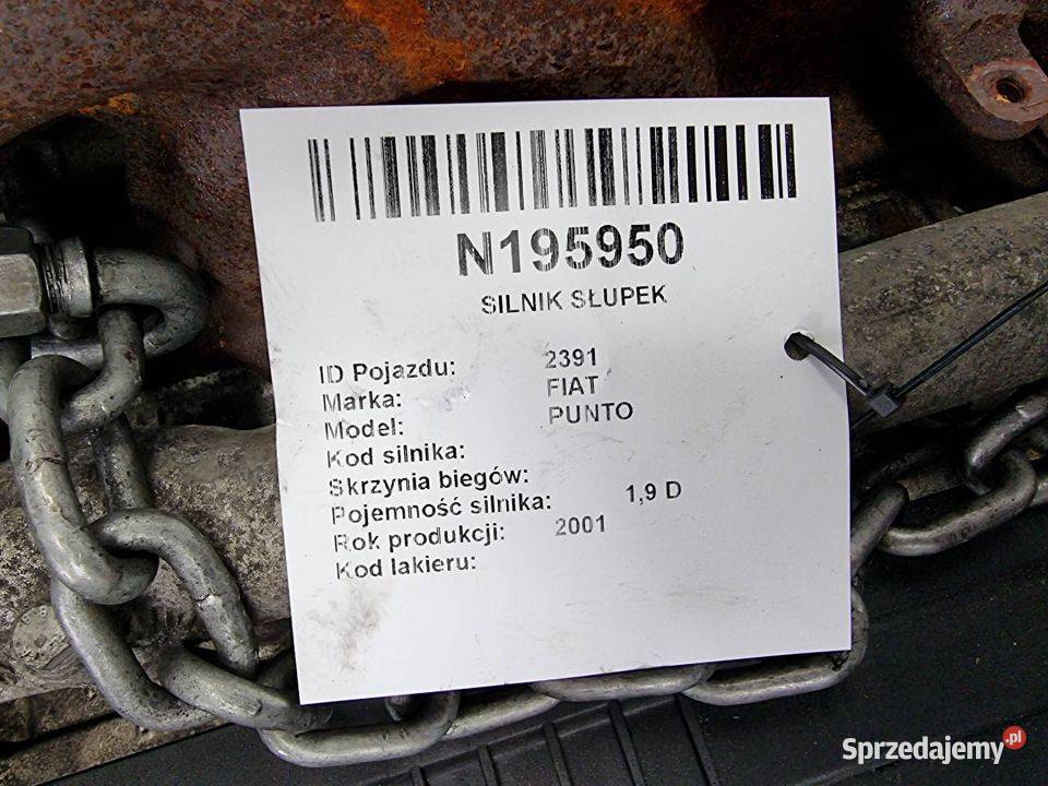 SILNIK SŁUPEK FIAT PUNTO 19 D osobowe Lipno sprzedam
