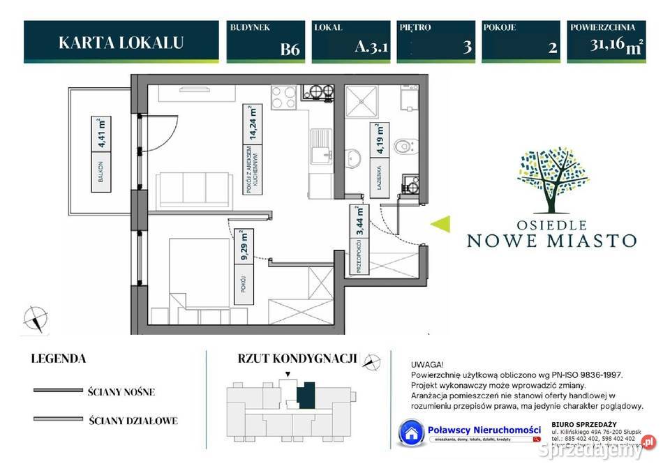 Nowe 2 pokojowe z dużym balkonem 3116 m2 sprzedam