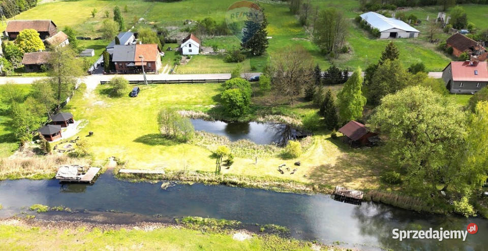 Działka 2300 m z linią brzegową rzeki Mazury drewniane warmińsko-mazurskie Wesołowo