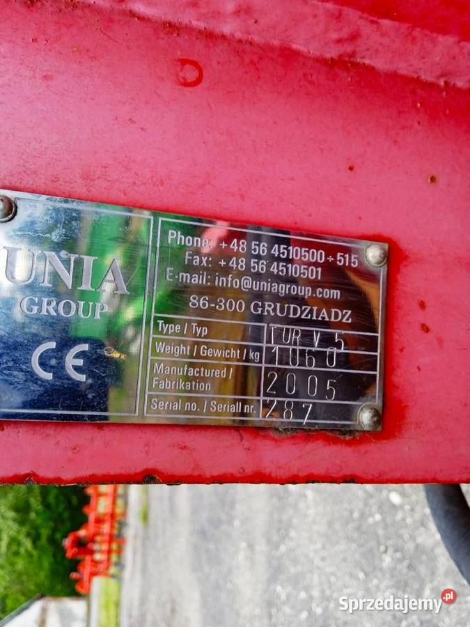 Pług zagonowy 5 skibowy Unia Grudziądz typ TUR Połaniec