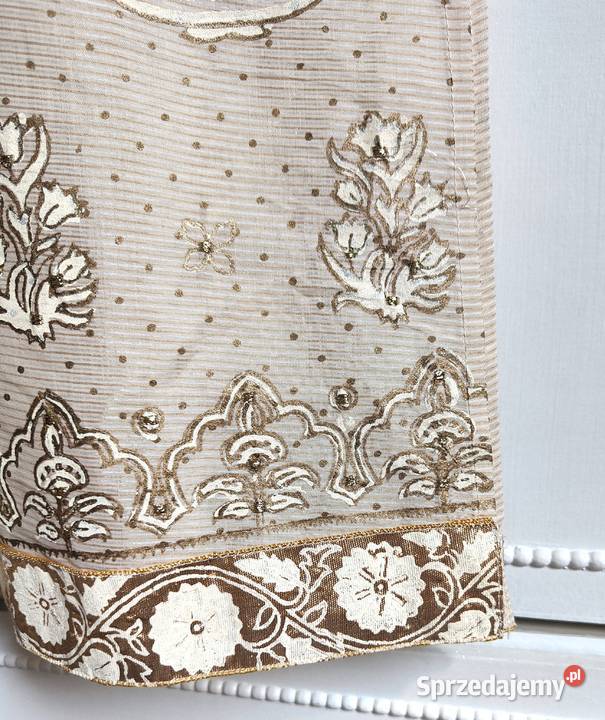 Indyjski komplet XXL 44 beżowy złoty malowany Szczecin