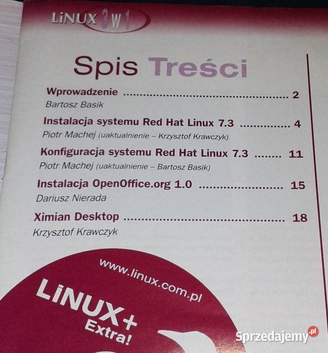Linux 3 w1 Red Hat Linux 73 OpenOfficeorg 10 Chełm sprzedam