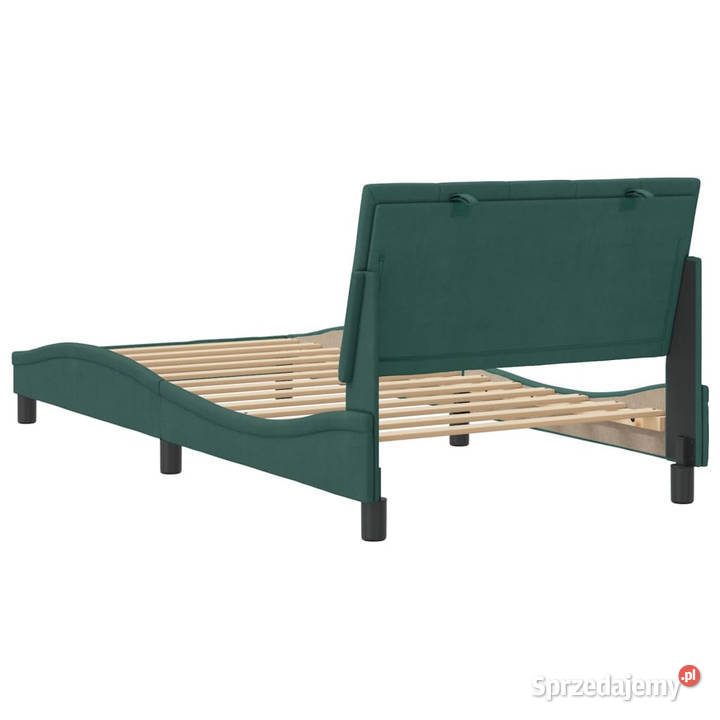 Rama łóżka bez materaca ciemnozielone aksamitne 218cm