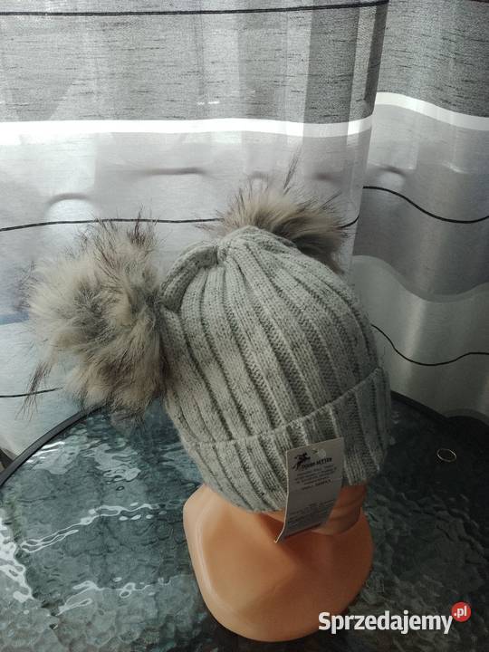 Czapka damska dwa pompony Dla kobiet Galanteria i dodatki Chrzanów