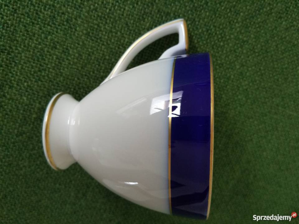 Mlecznik i filiżanka kobaltowa porcelana Gorlice