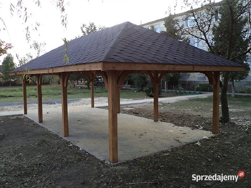 Wiata garażowa 2 drewniana 4x6m dach 4spadowy