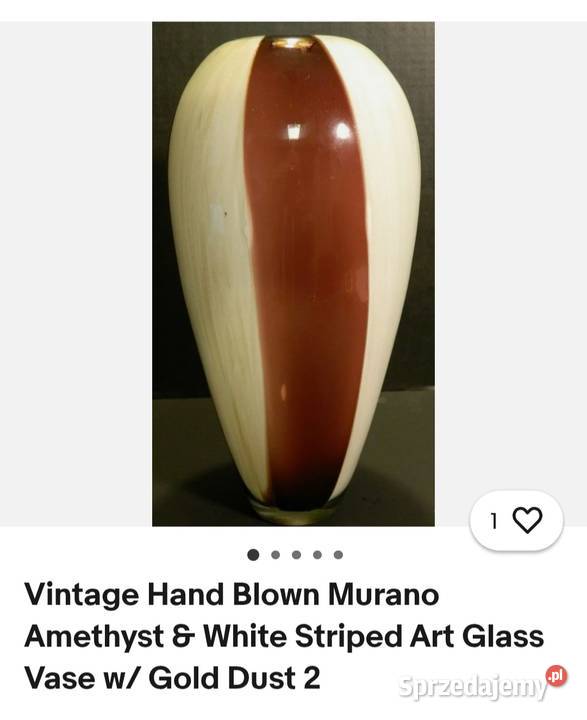 Vintage Ręcznie dmuchany Murano Ametyst i biel Pabianice