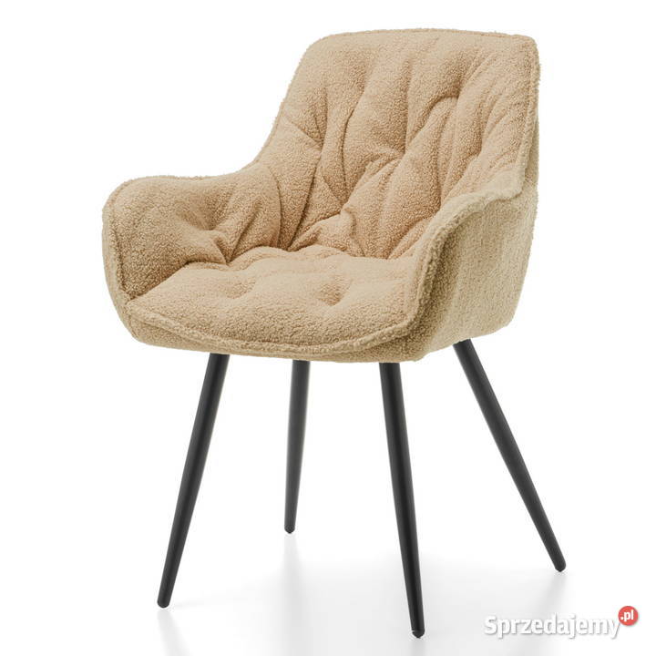 Krzesło Tapicerowane Siena Beżowe Boucle Wysyłka 58cm Dom i Ogród Tarchały Małe
