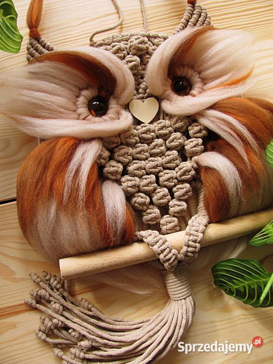 Sowa makrama puchacz rękodzieło hand made Wyposażenie wnętrz Wrocław