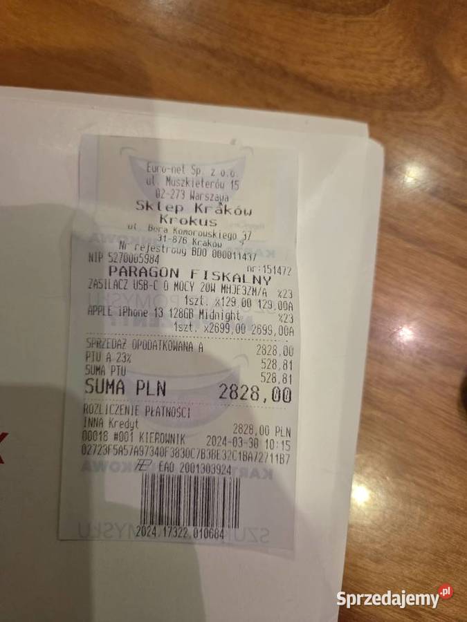 Smartfon Iphone 13 128 małopolskie