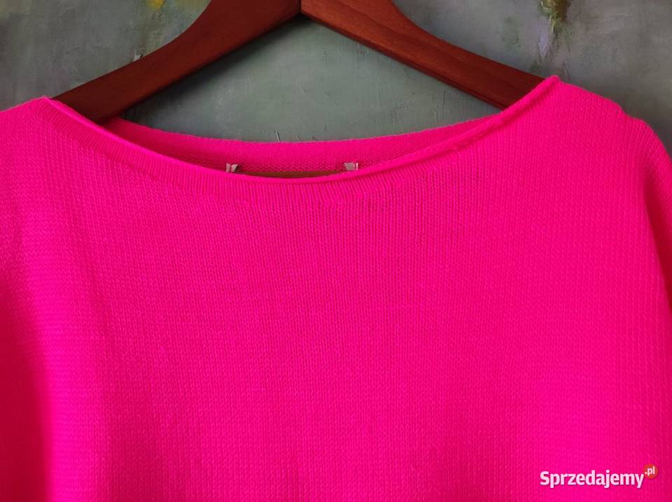 neonowy odblaskowy różowy pink sweterek kardigan Kielce