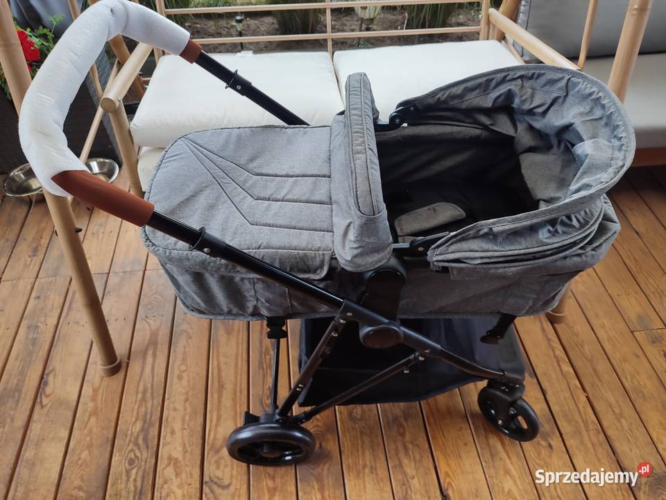 Wózek spacerowy 2w1 jasnoszaroczarny nowy