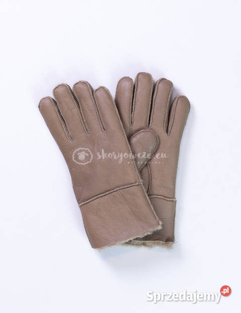 Karmelowe skórzane męskie rękawiczki ze skóry Szaflary