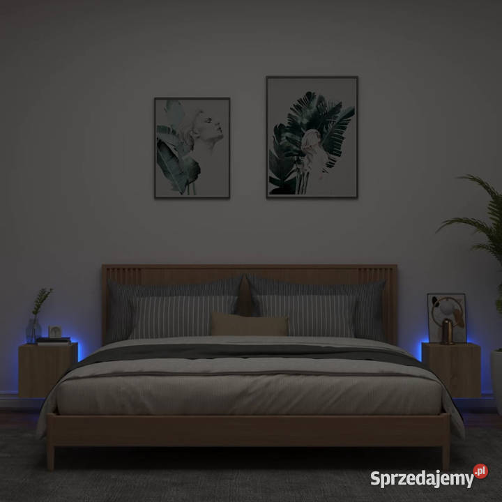 Ścienne szafki TV z LED 2 dąb sonoma 305x35x30 Warszawa