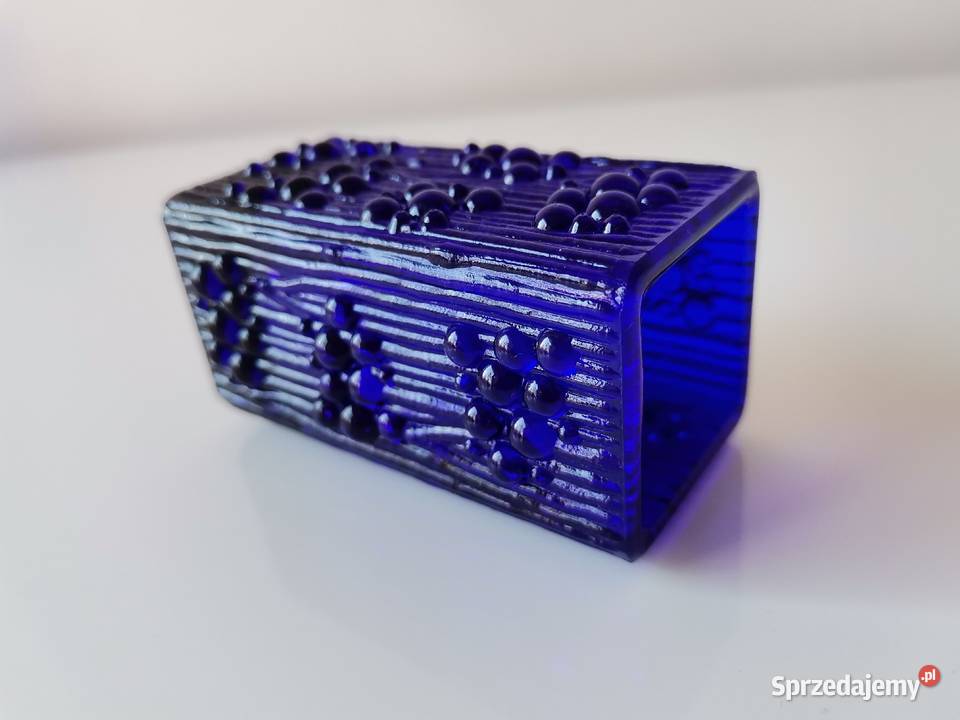 Stary mały niebieski wazon szkło kobaltowe Katowice sprzedam