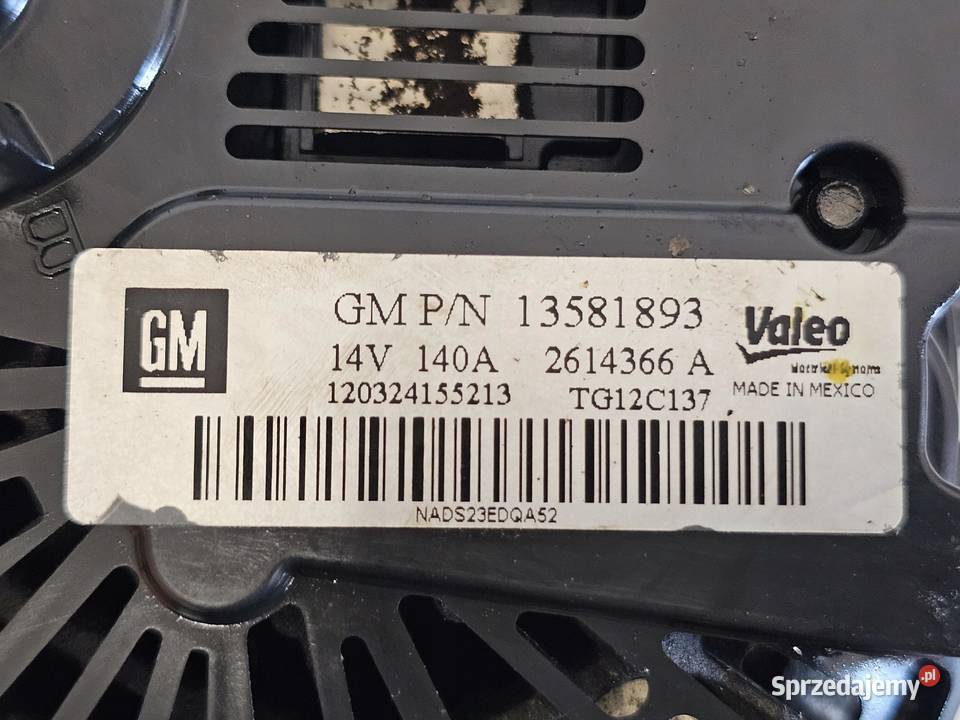 Opel Corsa 12 A12XER 85 12r alternator 13581893