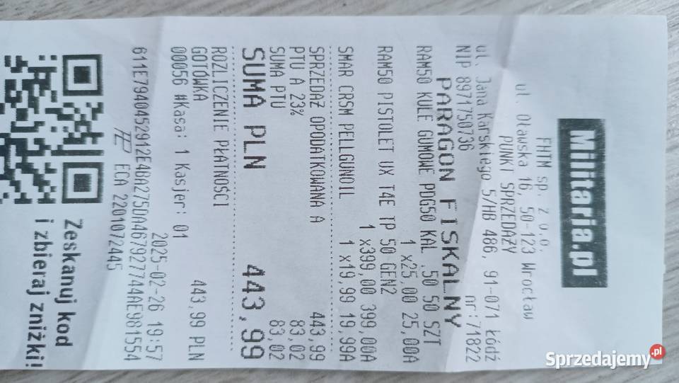 wiatrówka CO2 Umarex RAM T4E TP 50 Gen 2 łódzkie sprzedam