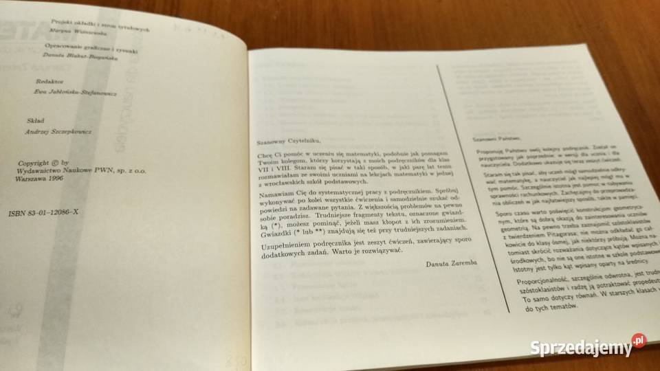 Matematyka 6 podręcznik kl VI książka Rok wydania 1996 Gdańsk