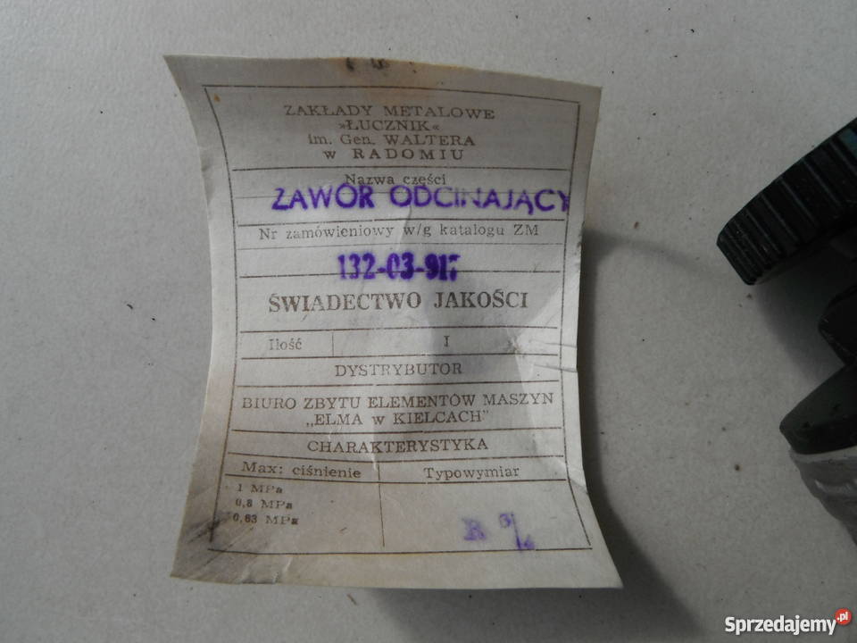Zawór odcinający 13203917 R 34 Łucznik 13203917 Chlewiska