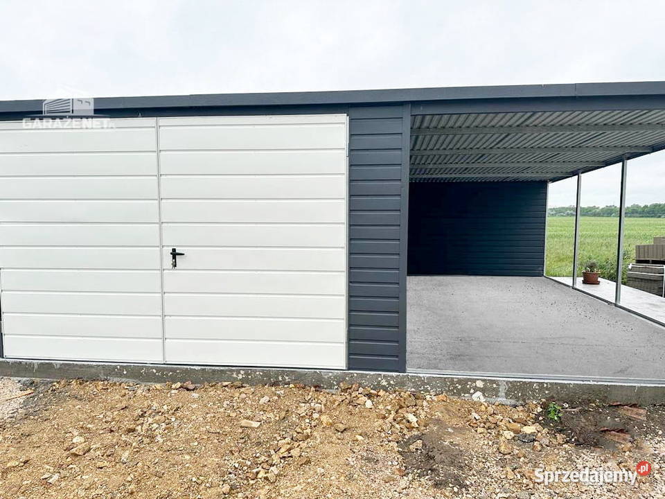GARAŻ BLASZANY 4m x 6m WIATA 3X6 SPAD TYŁ BRAMA małopolskie Łapanów