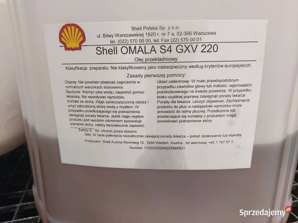 Olej przekładniowy Shell Omala S4 GXV 220