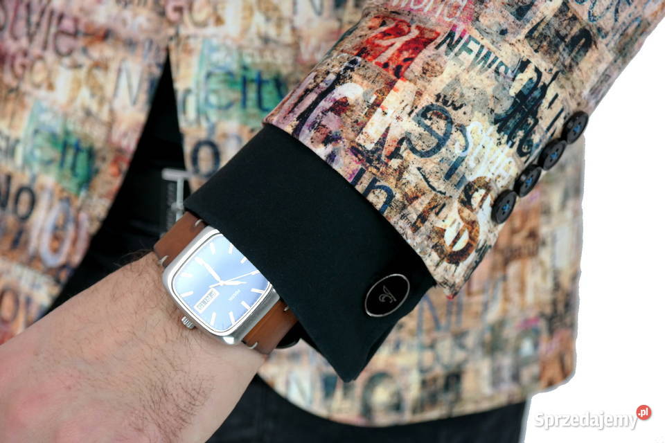 GIOVANNI PERA Marynarka Męska D809 Beżowa napisy Odzież codzienna wielkopolskie