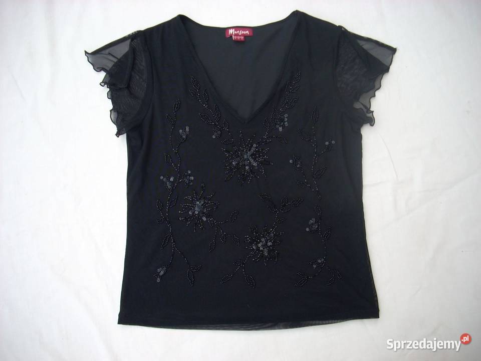 Monsoon Elegancka Bluzka Koraliki J Nowa 38 40 czarny małopolskie Nowy Sącz