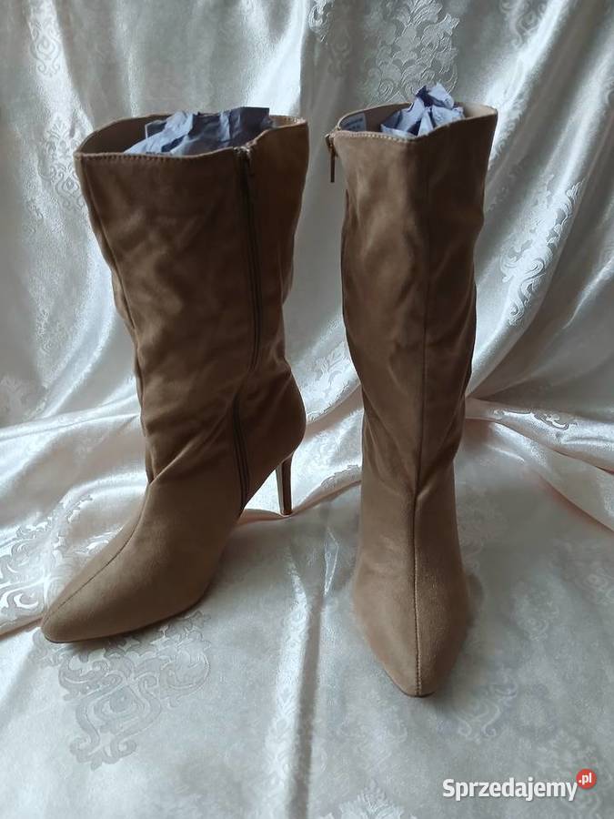 Beżowe kozaki botki marszczone BODYFLIRT bonprix Sochaczew sprzedam