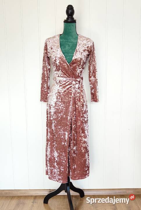 Welurowa sukienka Dry Lake XS 34 S 36 brudny róż