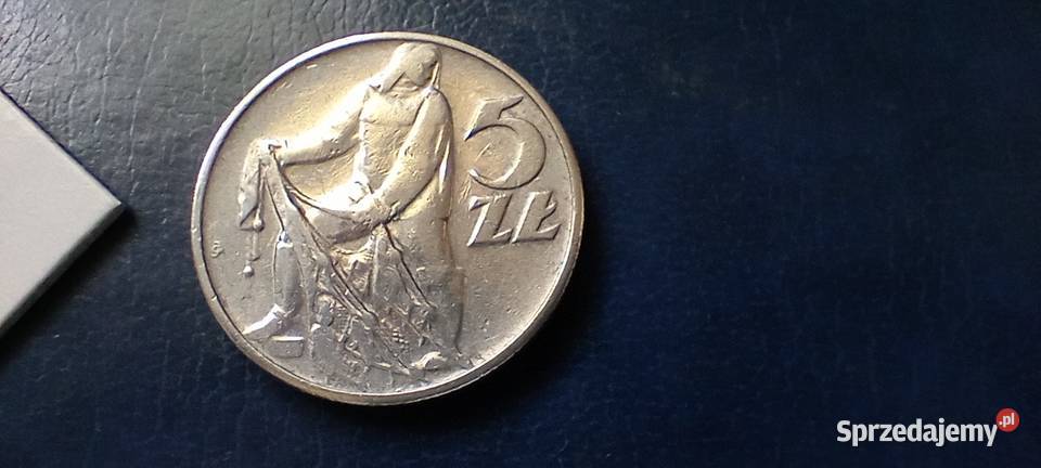 Stare monety 5 złotych 1971 Rybak PRL Polska Lesko