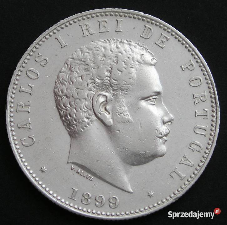 PORTUGALIA 1000 REIS 1899 CARLOS I SREBRO Łódź