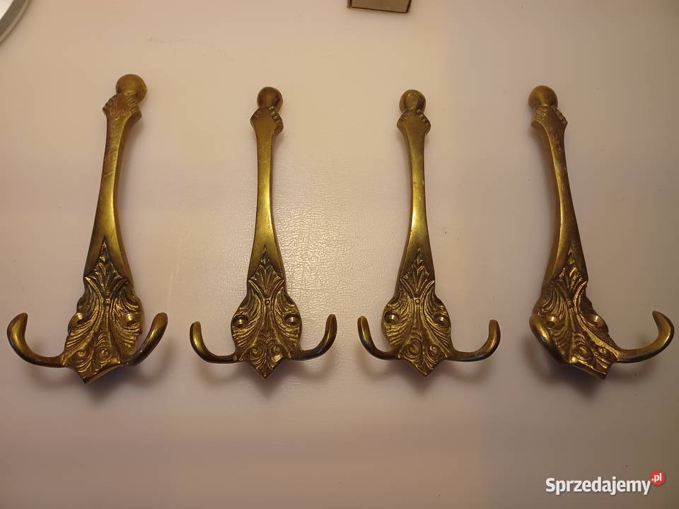 Komplet czterech dużych wieszaków Mosiądz Pozostałe wielkopolskie Poznań
