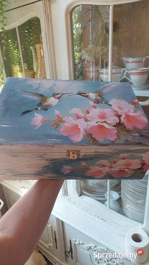 Szkatułka kuferek pudełko drewniane decoupage wielokolorowy Legnica