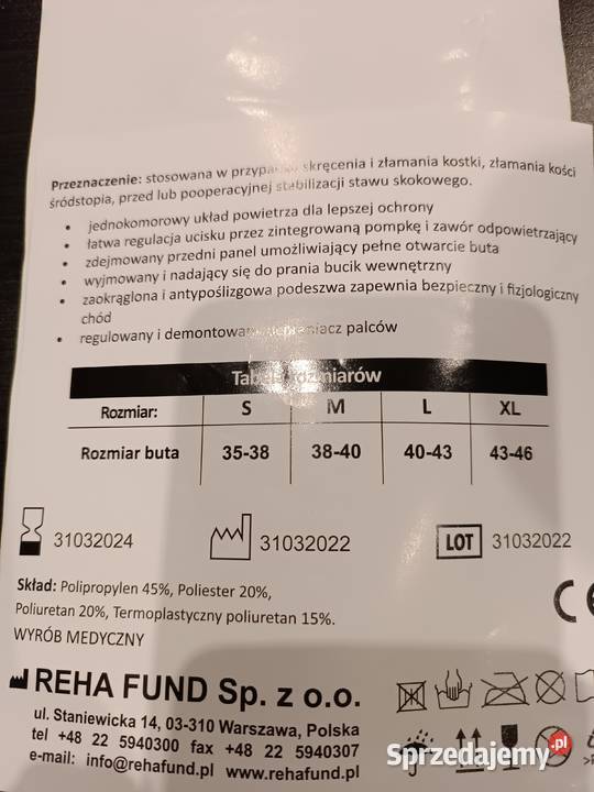 Orteza usztywniająca kostke