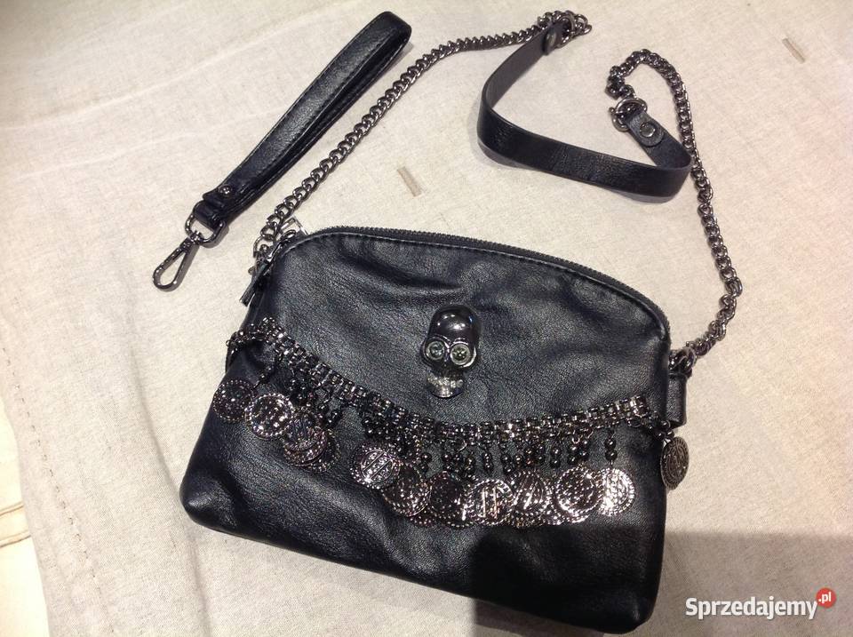 Torebka Skórzana Damska z Czaszką Czarna j nowa Dla kobiet Nowa Sól