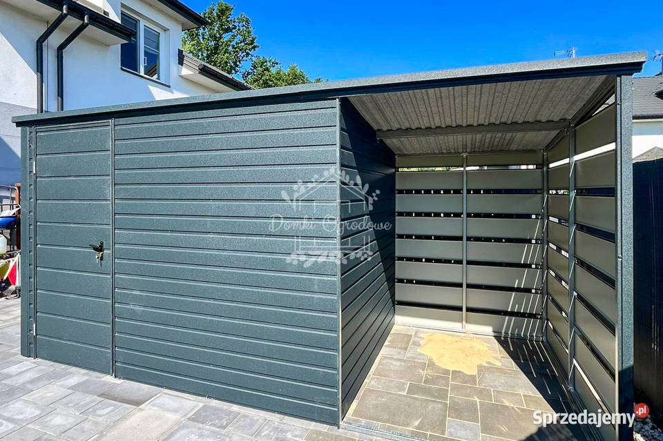 Domek ogrodowy 25x3m wiata 15m Drzwi Antracyt