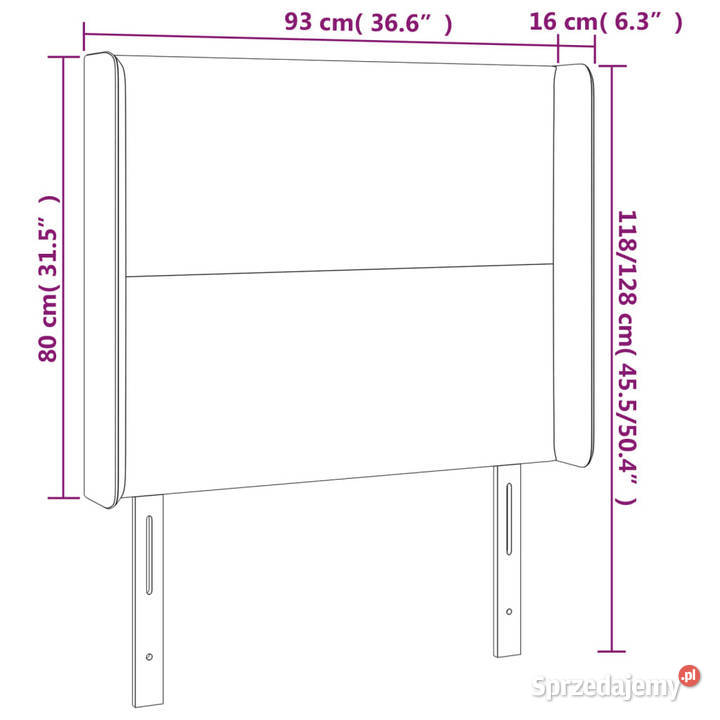 Zagłówek do łóżka z LED ciemnoszary 93x16x118128 Warszawa