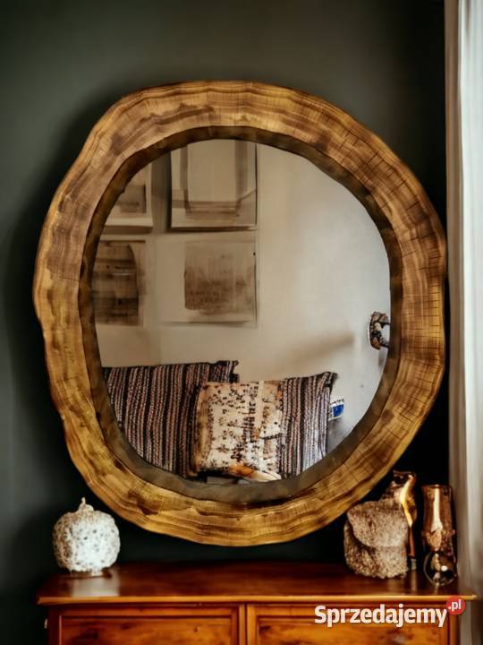 Lustro dekoracyjne okrągłe drewno naturalne podkarpackie Rzeszów