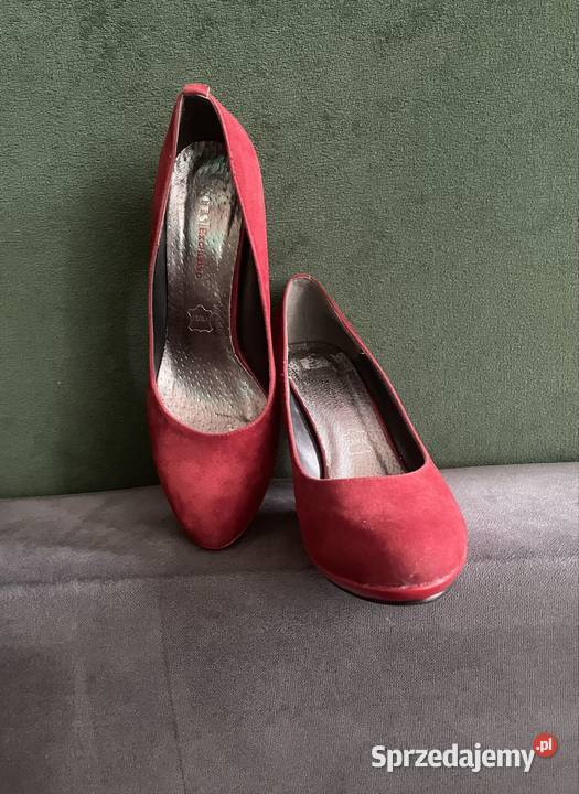 Czerwone szpilki zamszowe wielkopolskie Kłodawa