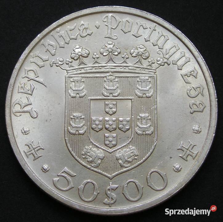 PORTUGALIA 50 ESCUDOS 1968 CABRAL SREBRO Numizmatyka Łódź sprzedam