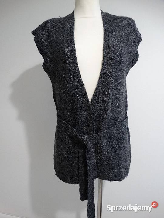 Kamizelka z Paskiem Moherowa Bezrękawnik Sweter Łomża