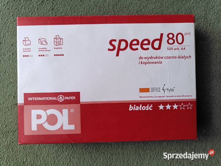 Papier biurowy PolSpeed A4 POLSPEED biały A4 500 Biała Podlaska sprzedam
