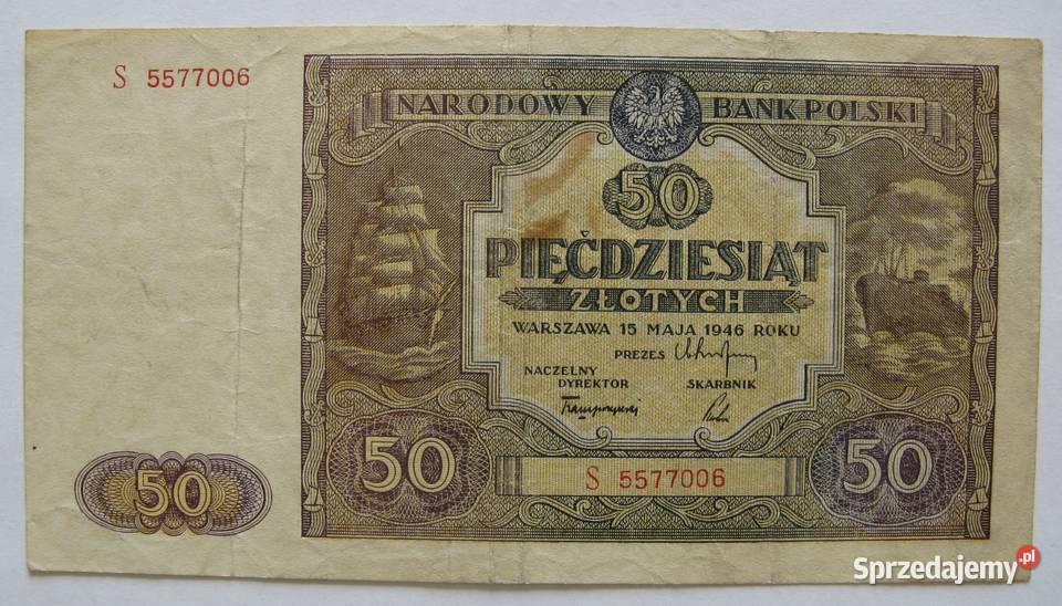 1 2 5 50 złotych 1946 zestaw 4 Dąbrowa Górnicza
