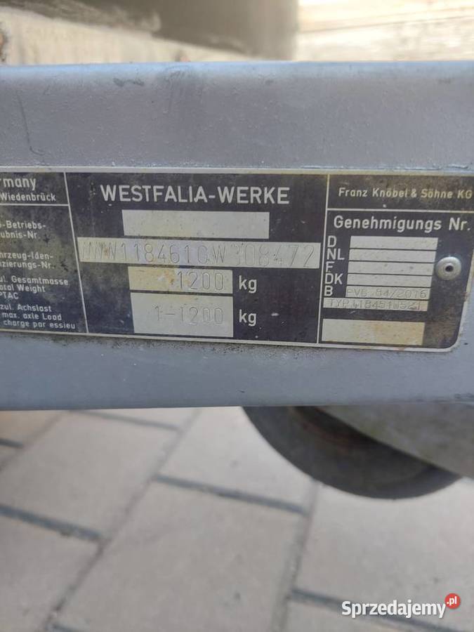 Przyczepka Westfalia Do samochodów osobowych dolnośląskie Siciny