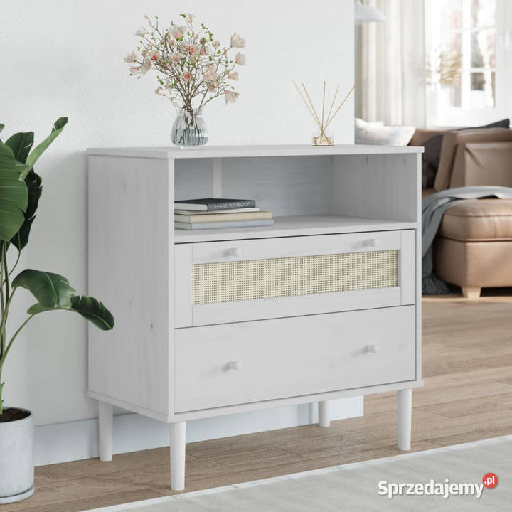 Szafka SENJA imitacja rattanu biała 80x40x80 Warszawa