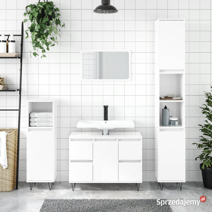 Szafka łazienkowa biała z połyskiem 80x33x60 Warszawa