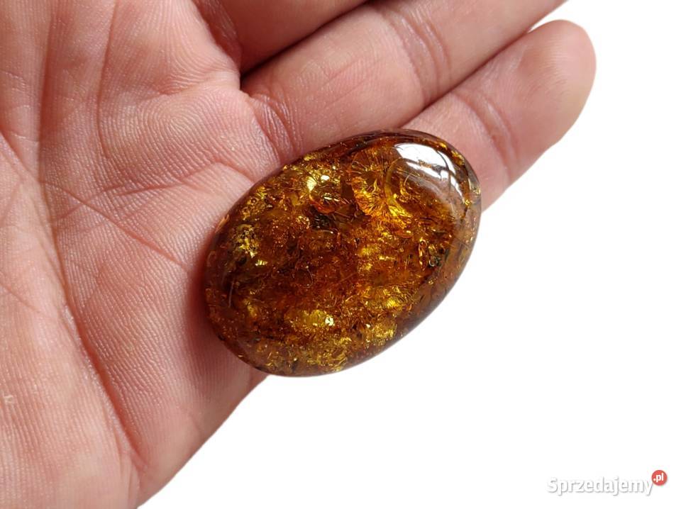 7562 Bursztynowy KoniakowoZłoty Kaboszon Pierścionki