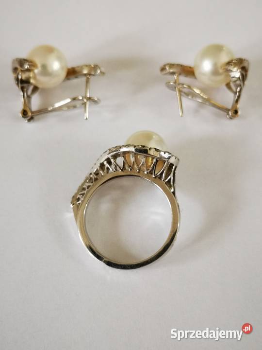 BRYLANTY zestaw złoty pierścionek kolczyki z Warszawa