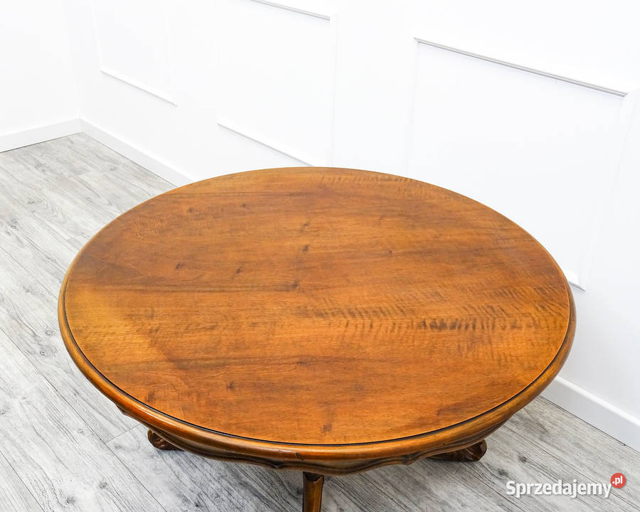 Antyk NISKI Stolik ŁAWA drewniana LUDWIK Orzech Kalisz